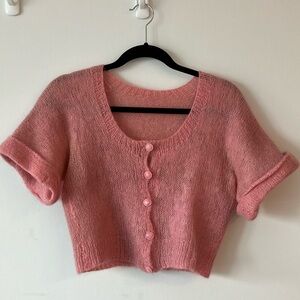 Vintage handmade pink crop top mohair sweater